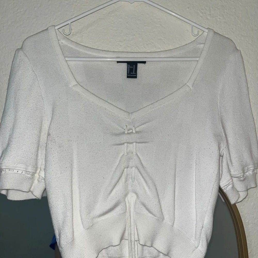 white top Cute cinched top